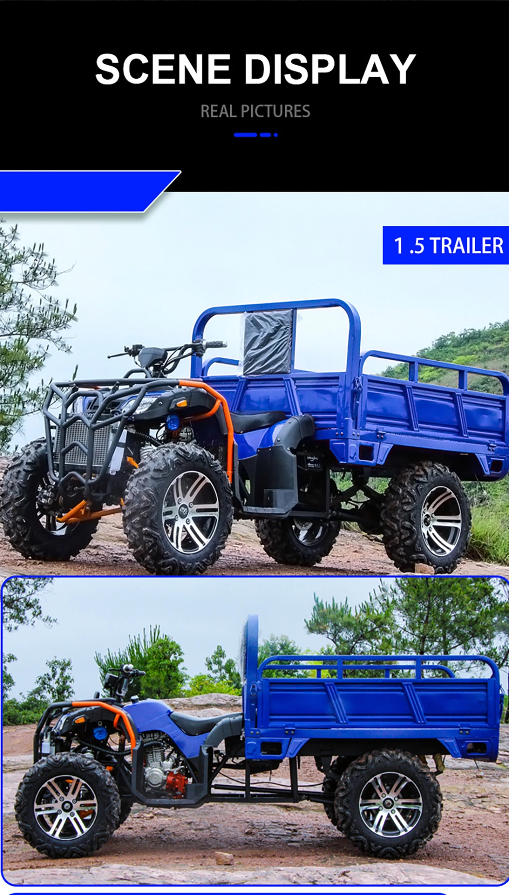 250cc Gasoline Quad ATV Shaft Drive with Big Trailer