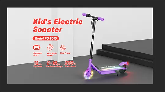 2025 Latest Rear Brake Light Brushless Hub Motor Children′s Electric Scooter 